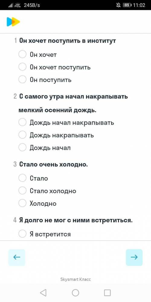 Определите грамматическую основу предложения