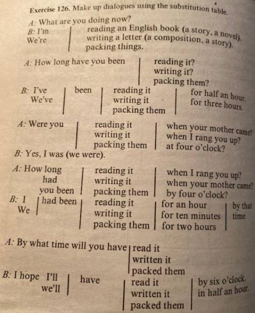 Make up dialogues using the substitution table.