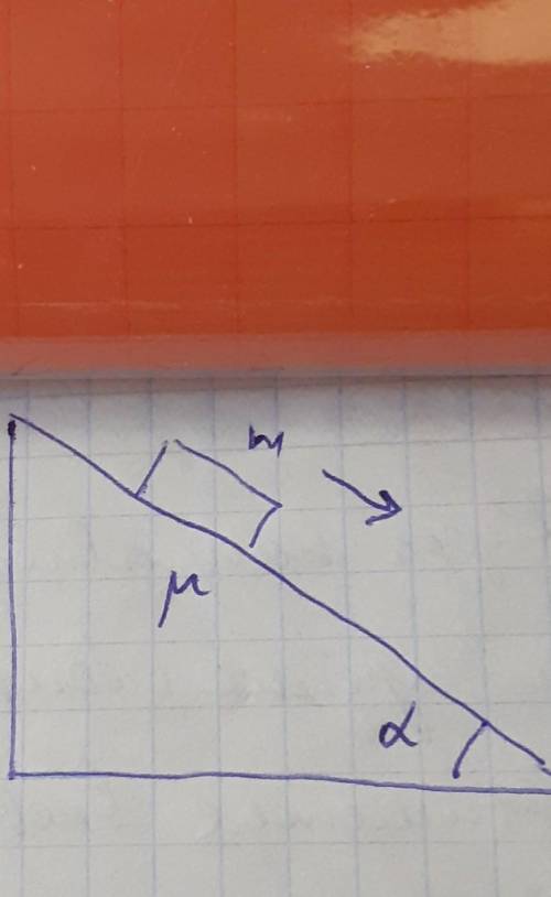 ФИЗИКА! 9 КЛАСС Тело массой m скатывается с наклонной плоскости с трением. альфа = 30° и с ускорение