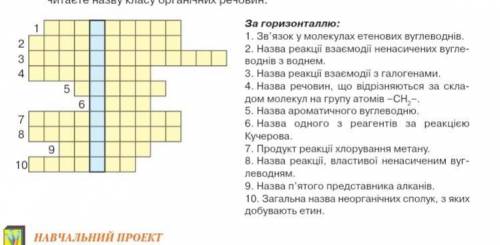 разгадайте кроссворд по химии 10 класс