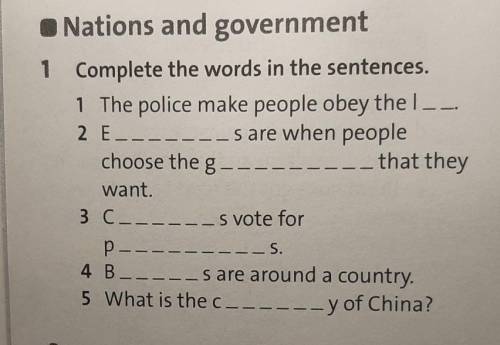 VOCABULARY AND LANGUAGE FOCUS Nations and government 1 Complete the words in the sentences. 1 The po