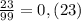 \frac{23}{99} =0,(23)