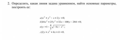 Определить, какая линия задана уравнением, найти основные параметры, построить ее: