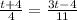 \frac{t+4}{4}=\frac{3t-4}{11} \\