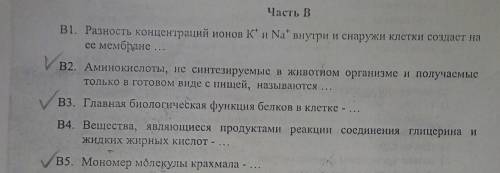 Решите тест по биолгии . Часть В только 2,3,5 задания