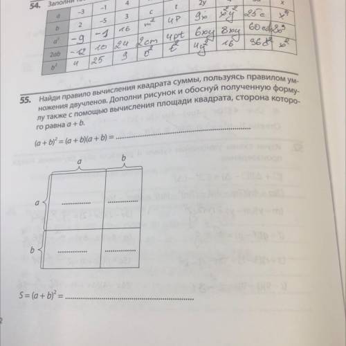 55. Найди правило вычисления квадрата суммы, пользуясь правилом ум- 2) (s- 3) (b ножения двучленов.