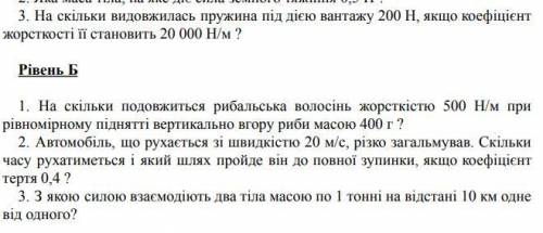 Рівень А 3. На скільки видовжилась пружина під дією вантажу 200 Н, якщо коефіцієнт жорсткості її ста