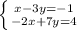 \left \{ {{x-3y=-1} \atop {-2x+7y=4}} \right.