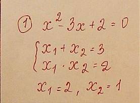 Покажите приведенное квадратное уравнение x^2 – 3x + 2 = 0