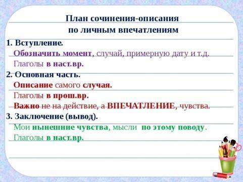 Сочинение-описанию события по личным впечатлениям 8 класс (Любая тема)