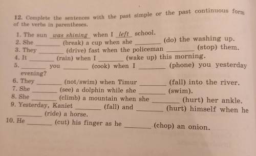 12. Complete the sentences with the past simple or the past continuous form of the verbs in parenthe