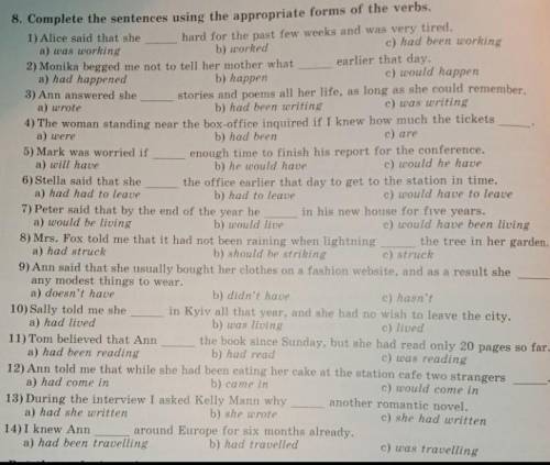 Complete the sentences using the appropriate forms of the verbs