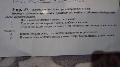 Поставь недостающие знаки препинания найди и обозначь обобщающее слово нарисуй схемы. 1 Все в тающей