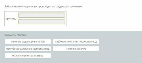 Заболачивание территории происходит по следующим причинам.