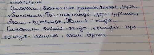 4-тапсырма. Окытым мәтінінен синоним, антоним, омогі сөздерді тауып жаз.