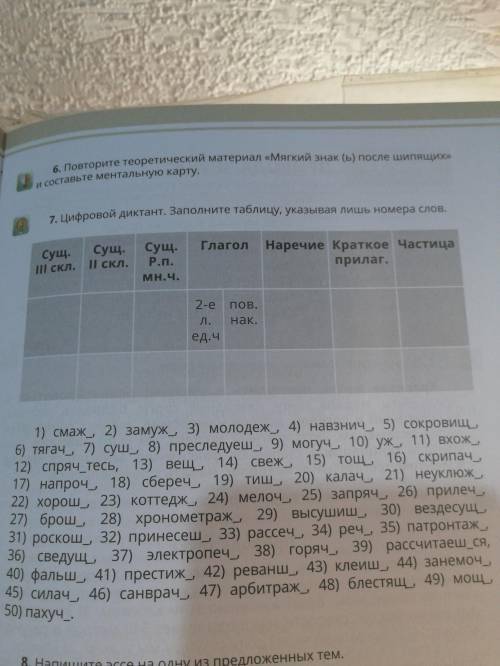 Цифровой диктант. Заполните таблицу