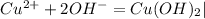 Cu^{2+}+2OH^{-}=Cu(OH)_2|