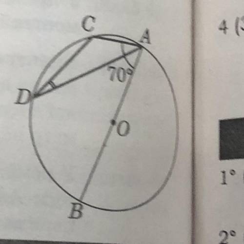 Точка О центр кола . Кут САВ =70.Знайдіть Кут СDA.