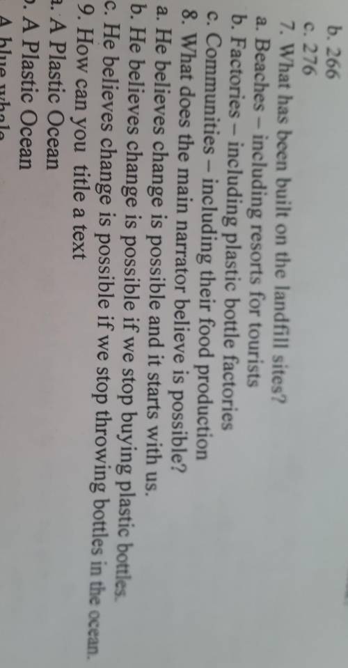 7 What has been built on the landfill sites a beaches b factories c communities 8 what does the main