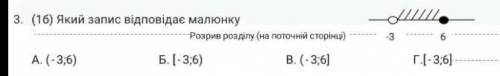 3. (16) Який запис відповідає малюнку Розрив розділу (на поточній сторінці 6 А. (-3,6) Б. (-3;6) В.