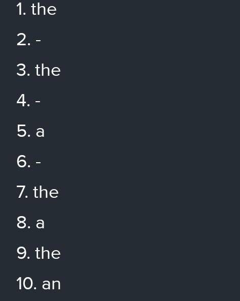 Complete the sentences with the correct articles (a, an, the or – no article). 1 I was at train sta