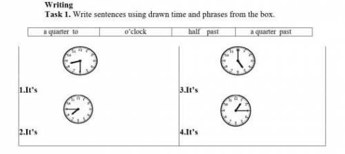 Writing Task 1. Write sentences using drawn time and phrases from the box. я не шарю по английскому