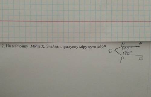 7. На малюнку MN|| РК. Знайдіть градусну міру кута МОР надо до іть будь ласка