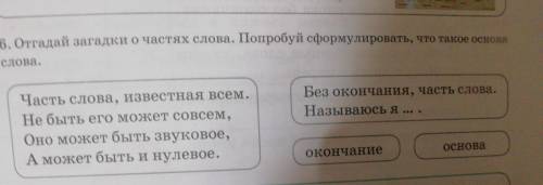 Отгадай загадки о частях слова Попробуй сформулировать что такое Основа слова