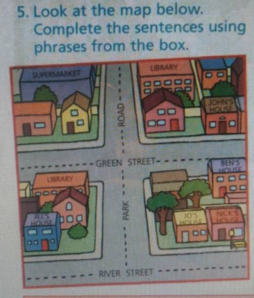 5. Look at the map below. Complete the sentences using phrases from the box. EV be be