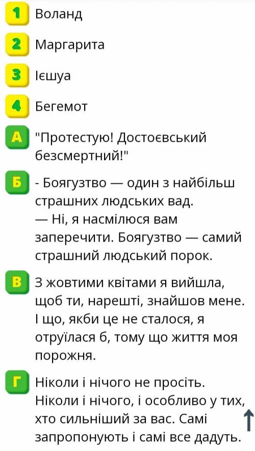 Зробіть відповідністьМАСТЕР И МАРГАРИТА ЦИТАТЫ