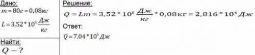 какое количество теплоты потребуется для обращения в пар спирта массой 80 г нагретого до температуры
