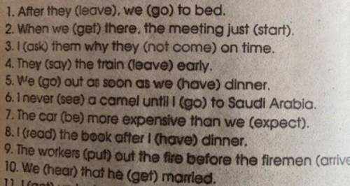 After they (leave)we (go) to bed. Всё эти в Present, Past Perfect tense.