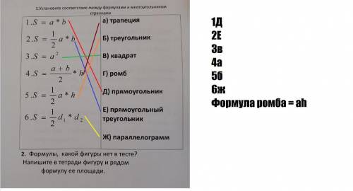 Тест соотнесите формулы площади многоугольников