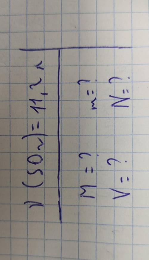 V(SO2)=11,2L. ||M=? m=? |V=? N=? |