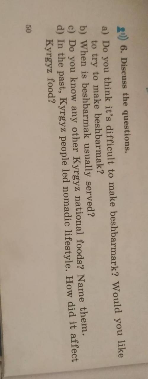 6. Discuss the questions. a) Do you think it's difficult to make beshbarmark? Would you like to try