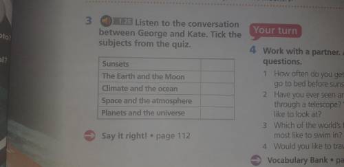 1.26 Listen to the conversation between George and Kate. Tick the subjects from the quiz.