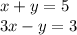 x + y = 5 \\ 3x -y = 3