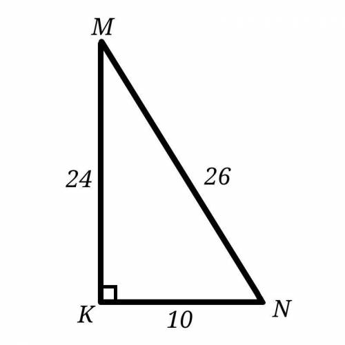 Дан прямоугольный треугольник MNK. MK=24, KN=10, MN=26. Найдите: Sin ∠M;Cos ∠M;tg ∠M;Ctg ∠M.