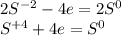 2S^{-2}-4e=2S^0\\S^{+4}+4e=S^0