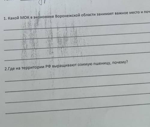 1. какой мок в экономике воронежской области занимает важное место и почему? 2. где на территории РФ