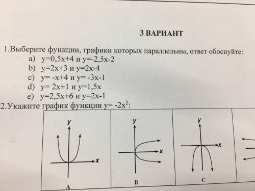 Выберите функции графики которых параллельны ответ обоснуйте