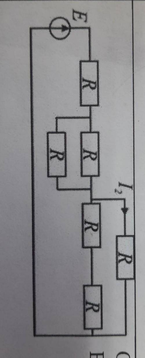 Определите ток I2 , если: R=40 Ом, E=120 В.