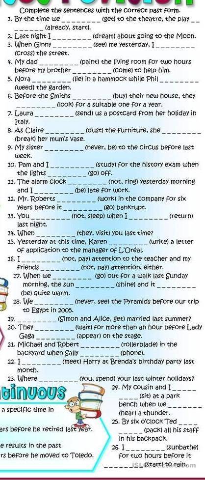 Past tenses complete with the correct past from