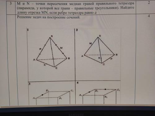 М и N – точки пересечения медиан граней правильного тетраэдра (пирамида, у которой все грани – прави
