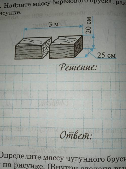 Найдите массу берёзового бруска, размеры которого даны на рисунке. Нужно: Дано; Решение, ответ