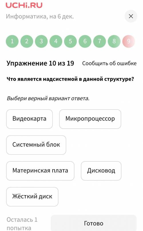 Что является надсистемой в данной структуре?Выбери верный вариант ответа.ВидеокартаМикропроцессорСис