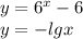 y=6^{x} -6\\y= -lg x