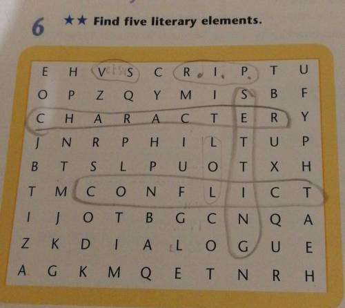 6** Find five literary elements.