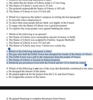 Which of the following statements is false? a. The guy who built the Eiffel Tower also designed the