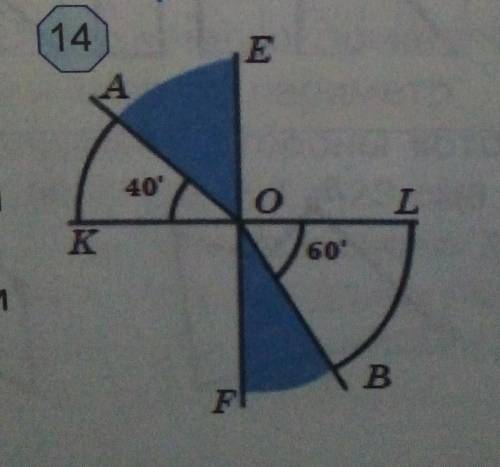 577. На рис. 14 Найдите углы < AOE, < BOF < AOL .